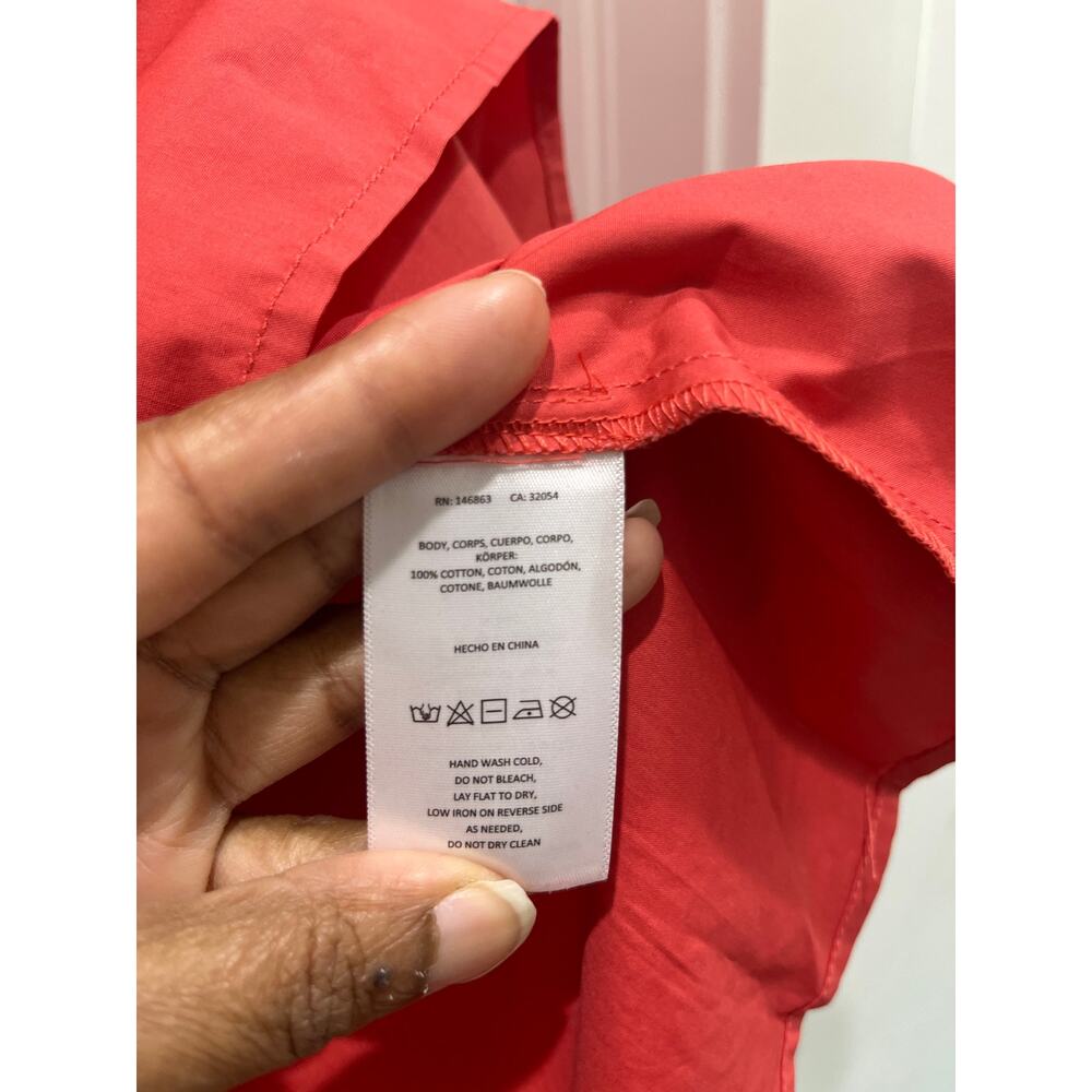 NWT Mare Mare x Anthropologie Long-Sleeve Henley Blouse in Red-Orange Sz L - Picture 10 of 13